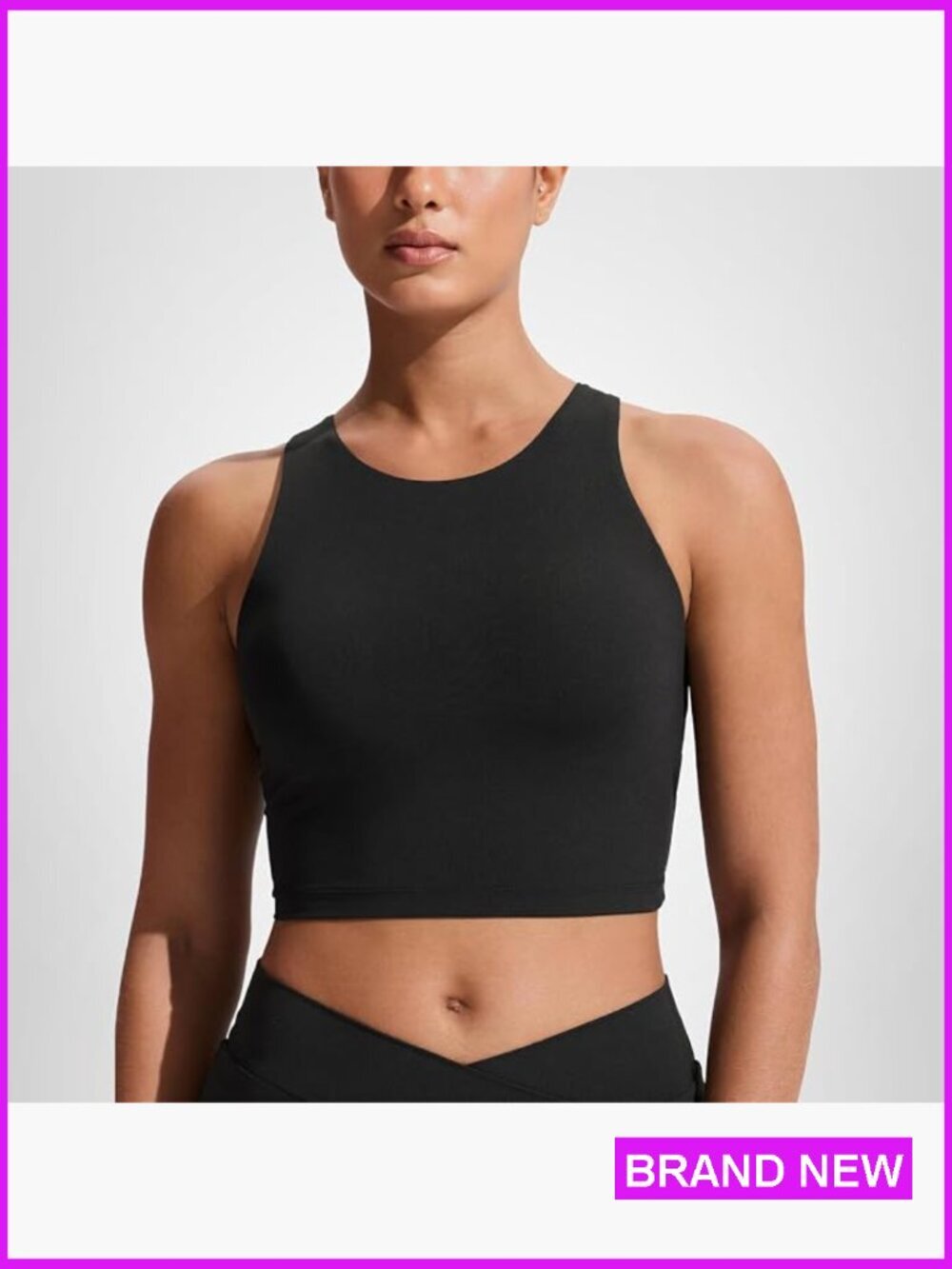 Racerback Bikini Top High Neck Padded Modest Swim Sports Bathing Bra